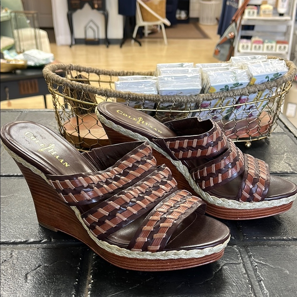 Cole Haan Women's Brown Wedge Sandals